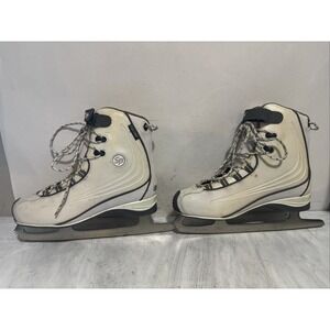 CCM SP100 Comfort Series Figure Skates Womens Juniors Size 8.5 Stains